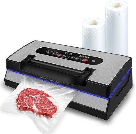 Seatao vacuum sealer - Product 1:【Continuous Use】SEATAO vacuum sealer can be used more than 200 times continuously without overheating. Product 1:【Built-in Storage & Bag Cutter】: Easy to store rolls and bags, bag cutter to create custom bag sizes easily. Reduce the waste of sealing rolls and make full use of vacuum sealing rolls.